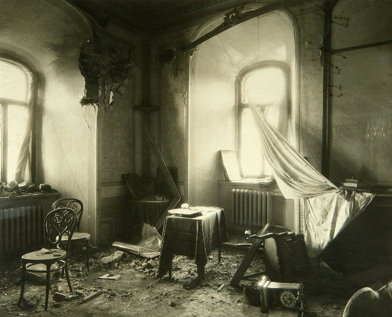 Russian Revolution of 1917: Interior of Chudov Monastery in the Kremlin of Moscow after the Bombardment of November 1917. Photograph by Pyotr Petrovich Pavlov (1860-1925) by Petr Petrovich Pavlov