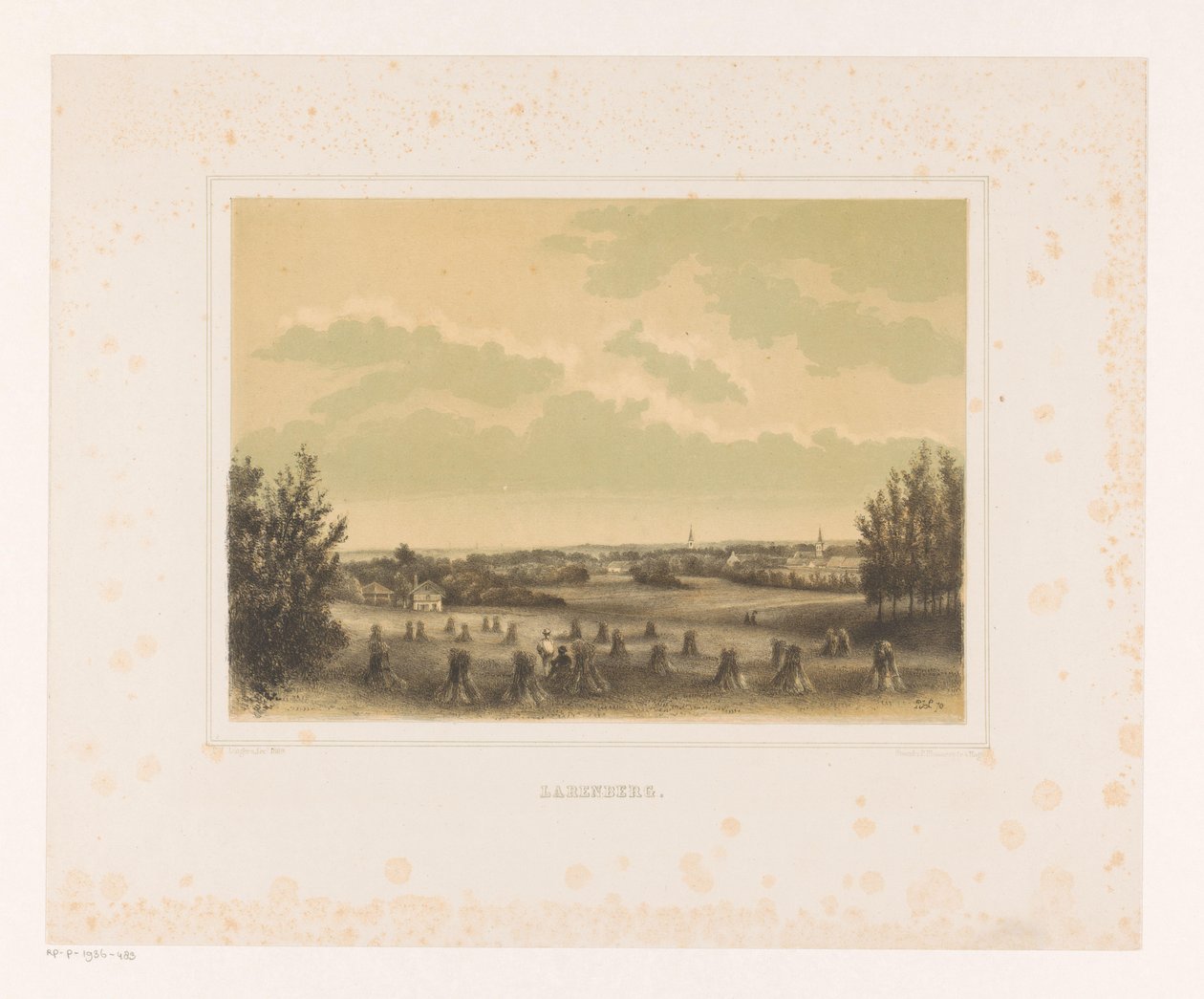 View of Meadow with Sheaves of Corn near Larenberg Estate by Petrus Josephus Lutgers
