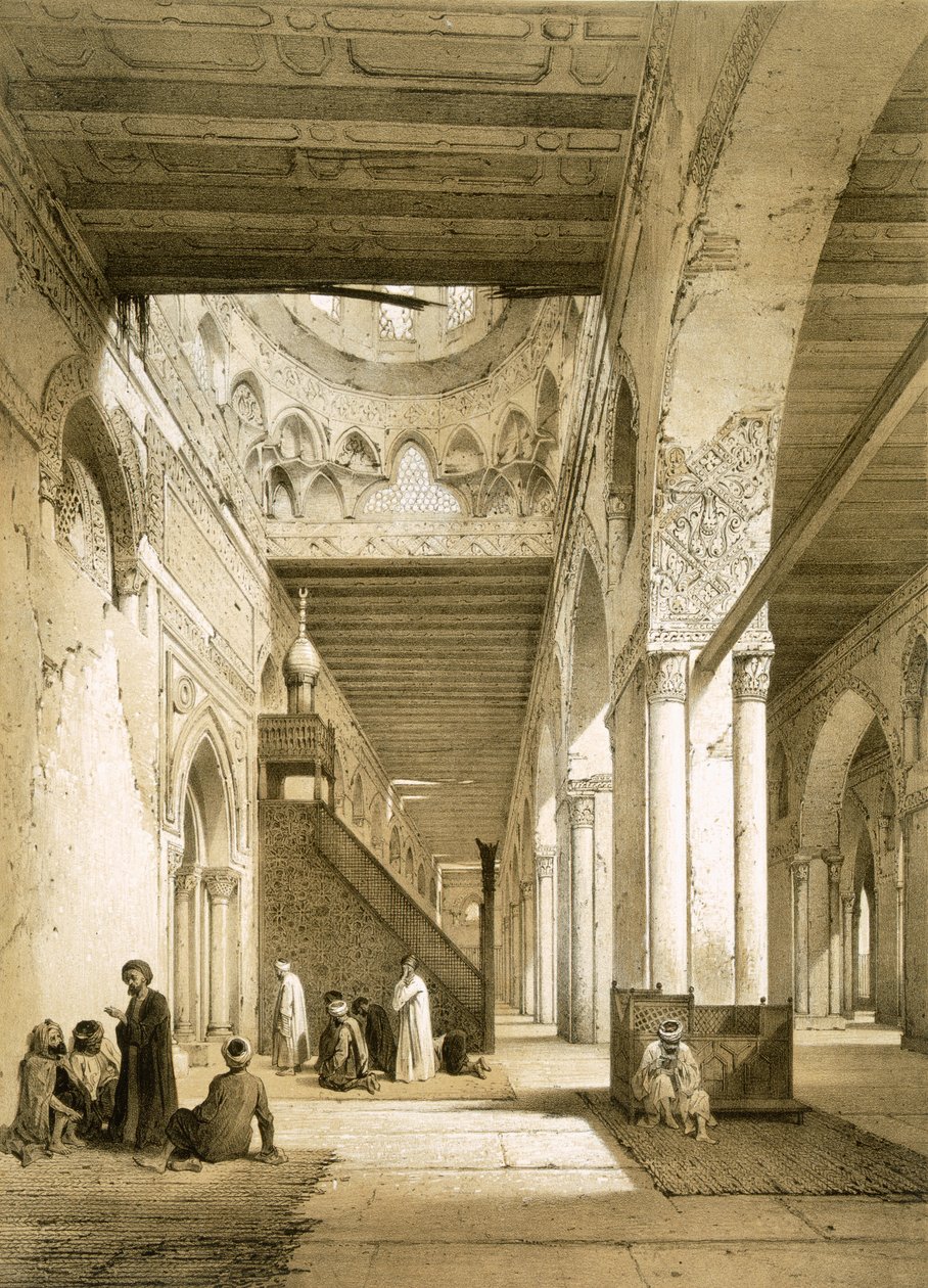 Interior of the Maqsourah in the 9th century Mosque of Ahmed Ibn-Touloun, Cairo by Philibert Joseph Girault de Prangey