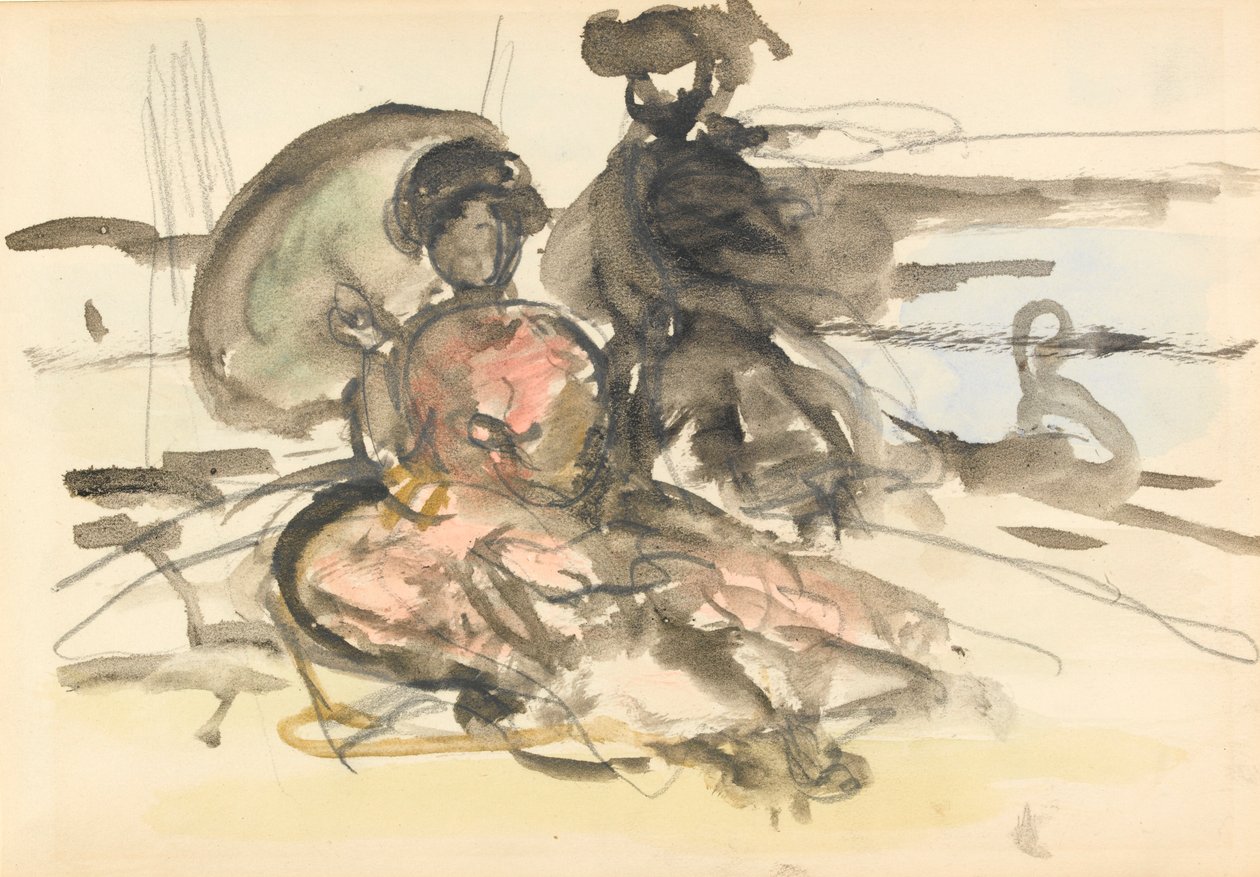 Figure Study: two women seated on a river bank by Philip Wilson Steer
