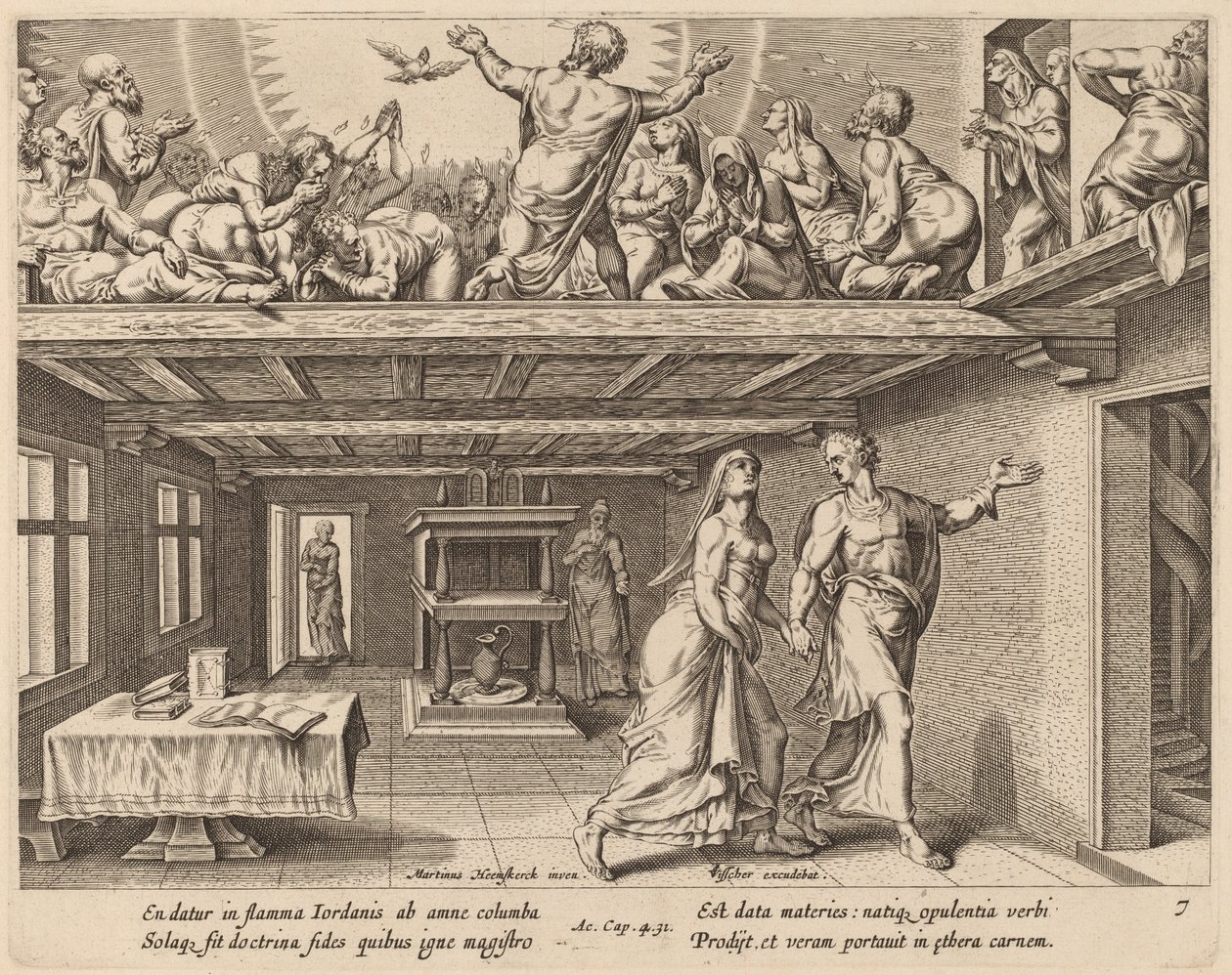 And They were All Filled with the Holy Ghost by Philip Galle after Maerten van Heemskerck