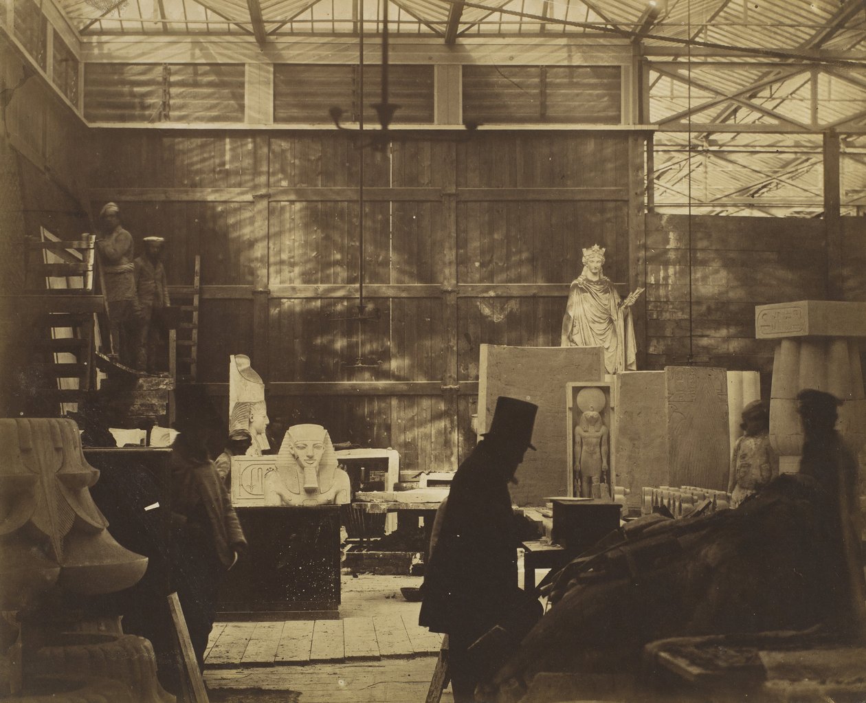 Storeroom with Artisans and Plaster Casts, Crystal Palace by Philip Henry Delamotte