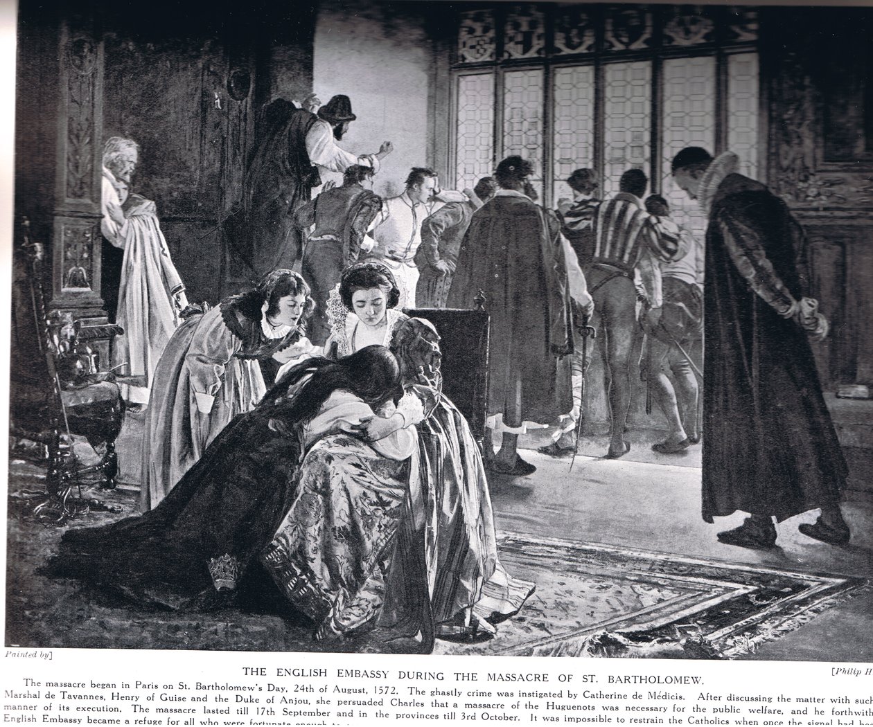 The English Embassy during the Massacre of St Bartholomew, illustration from 