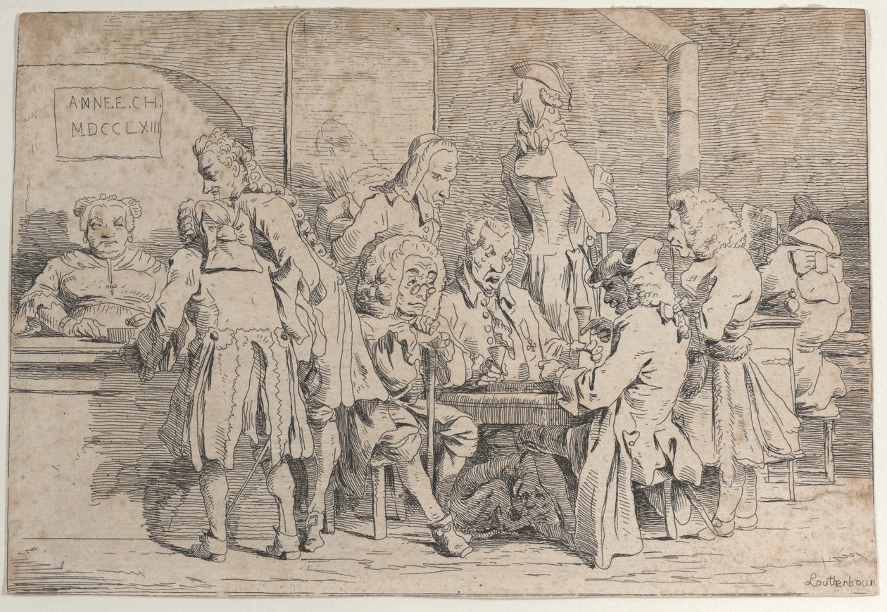 Playing Tric Trac, 1763 by Philip James de Loutherbourg