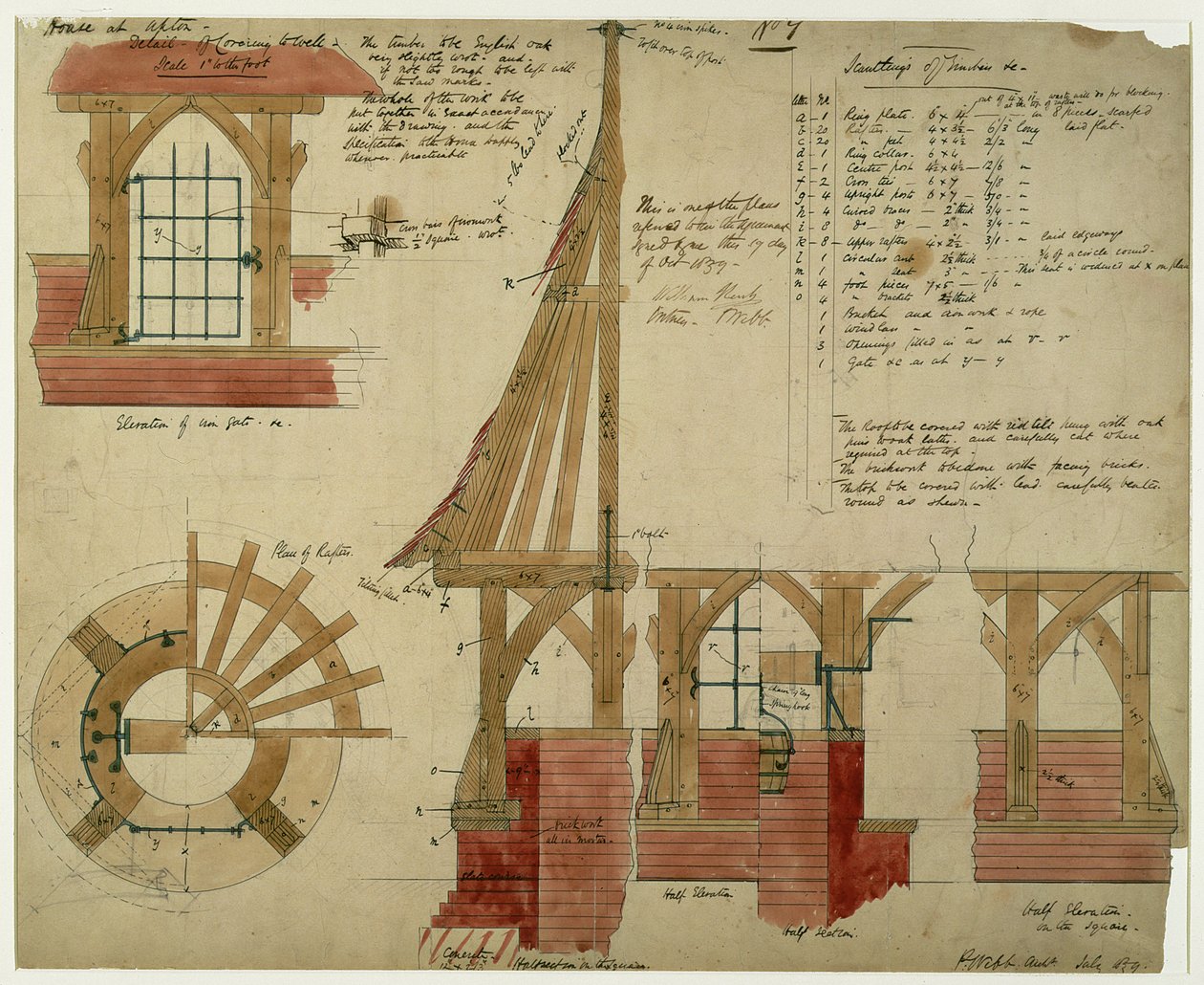 Plans for the Red House, Bexley Heath by Philip Webb
