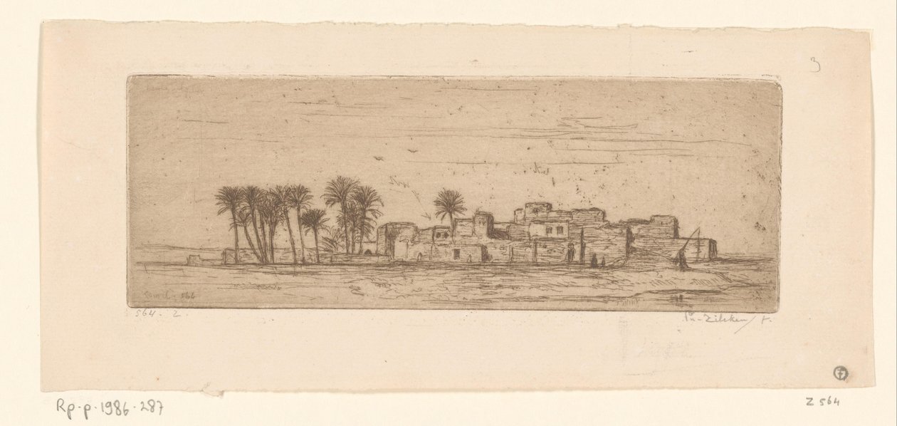 View of Côm Al-Akhdar by Philip Zilcken (signed by artist)