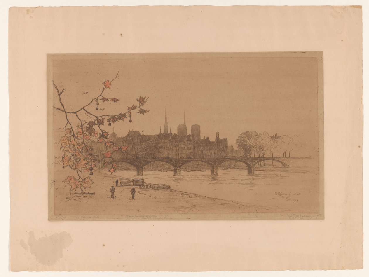View of Paris Over the Pont des Arts by Philip Zilcken (signed by artist)