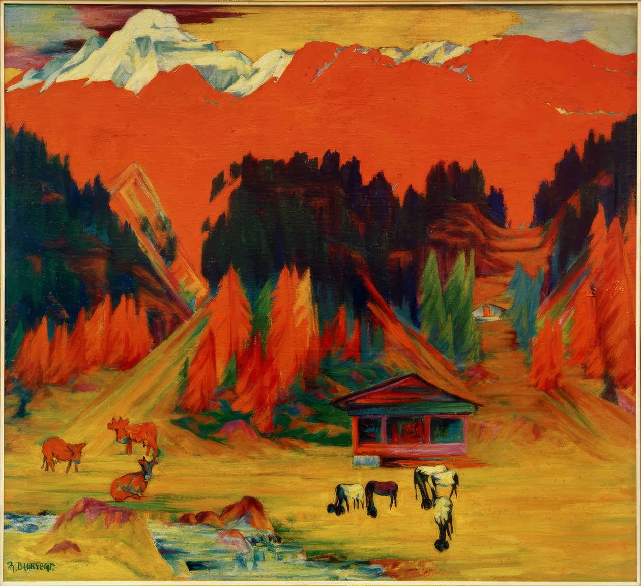 Autumn Scene with Cows and Sheep, (Autumn Landscape with Cows and Sheep) by Philipp Bauknecht