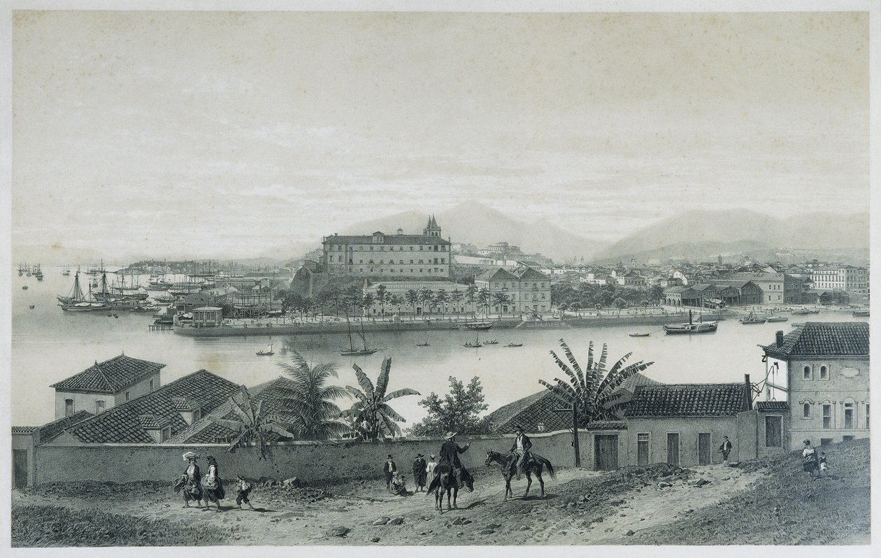 Nine panoramic views of Rio de Janeiro: Da Ilha das Cobras, 1862 by Philippe Benoist