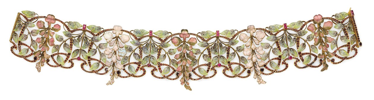 Art Nouveau multi-gem and enamel 