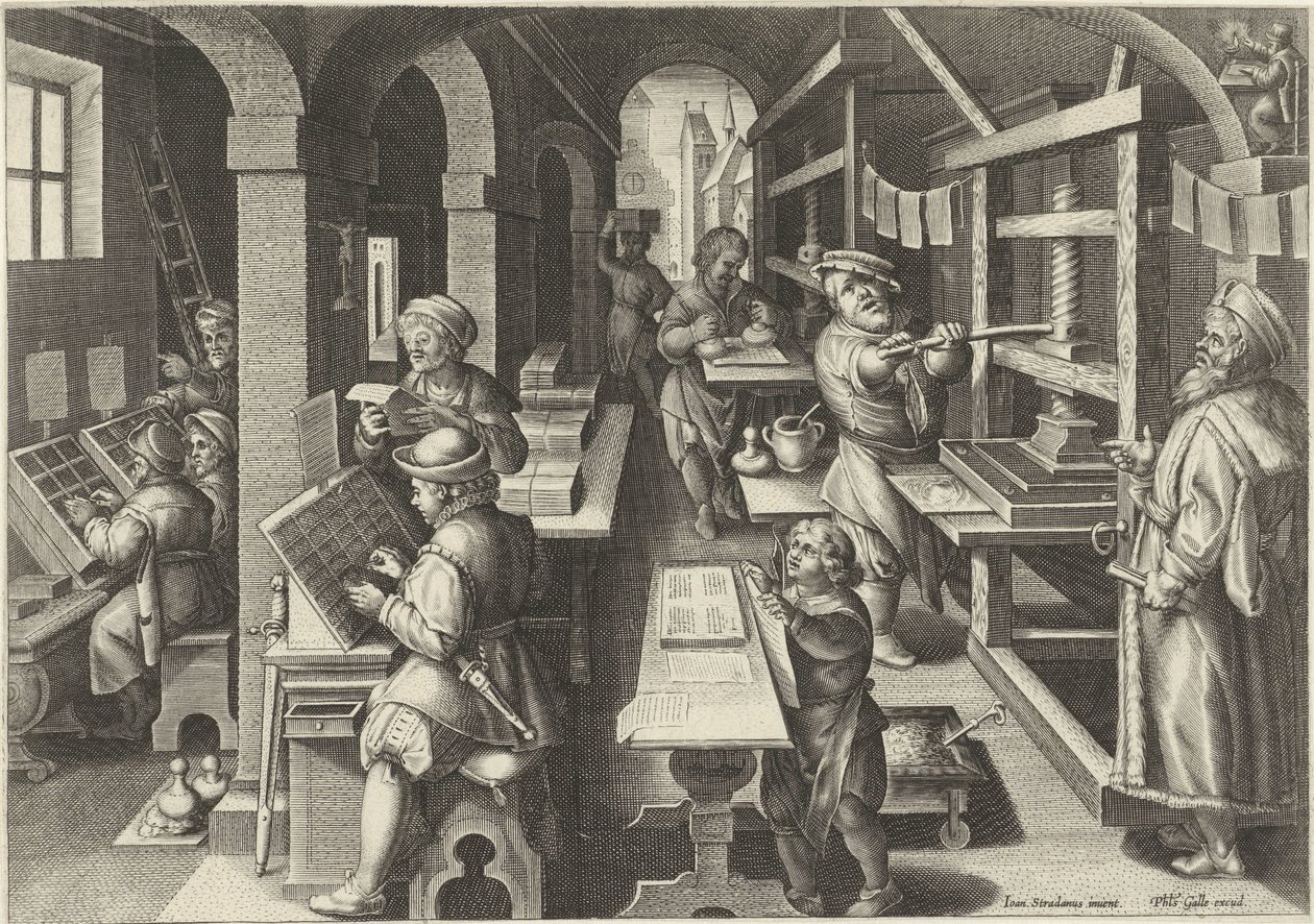 Printing Press by Philips Galle (attributed to workshop of)