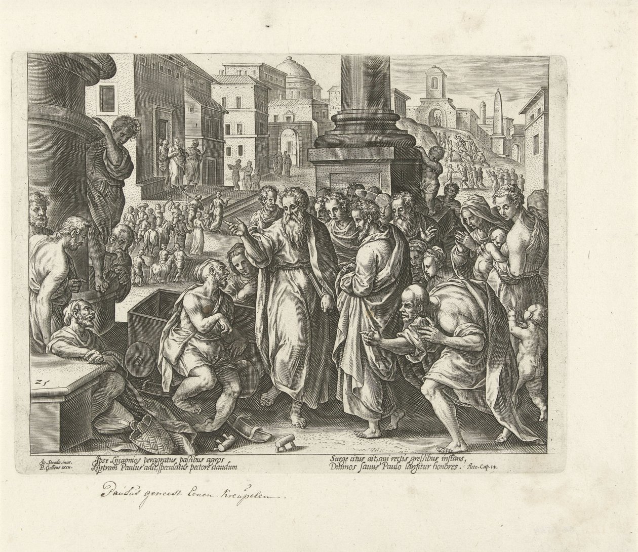 Paul Heals a Cripple at Lystra by Philips Galle (possibly)