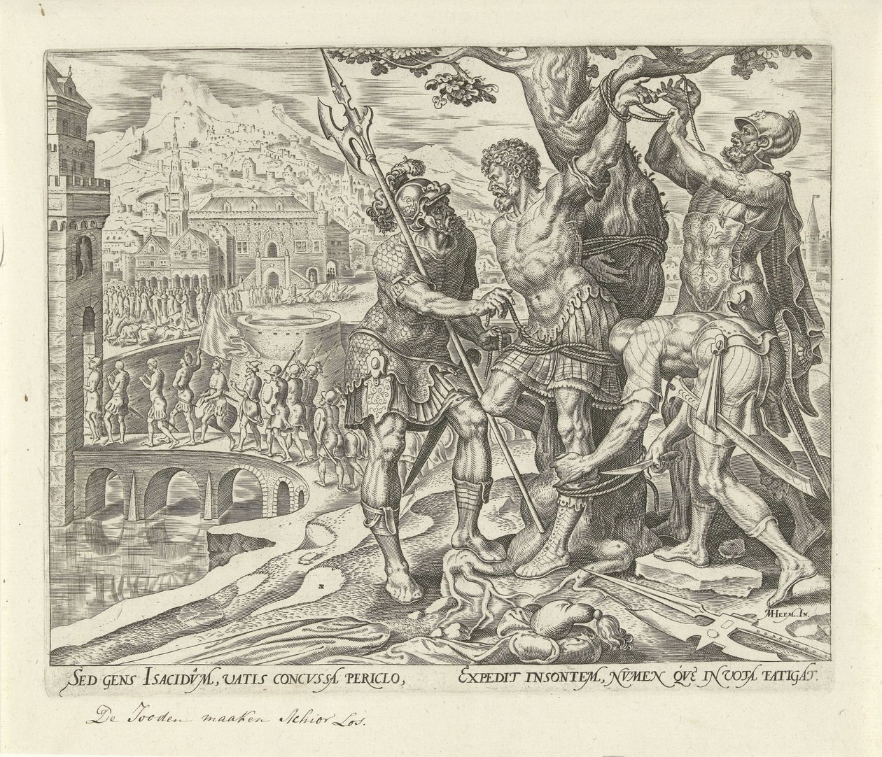 Israelites Cutting Achior Loose by Philips Galle