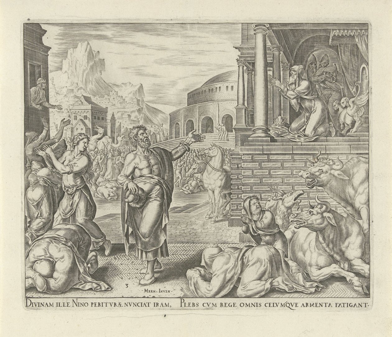 Jonah Predicts the Fall of Nineveh (History of Jonah) by Philips Galle