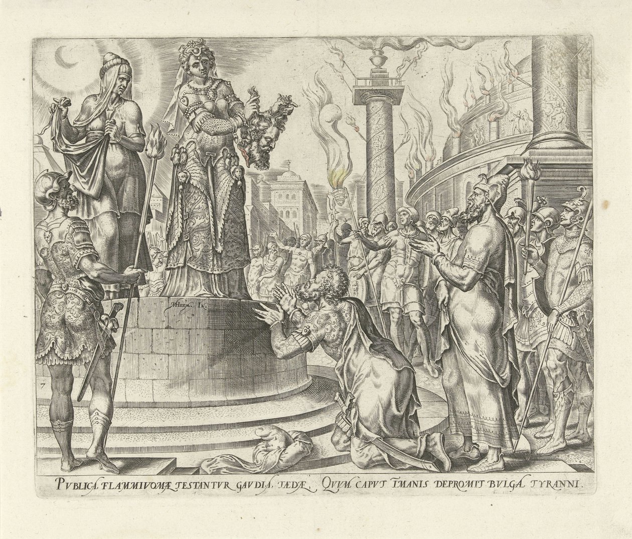 Judith Showing the Head of Holofernes to the People (History of Judith and Holofernes) by Philips Galle