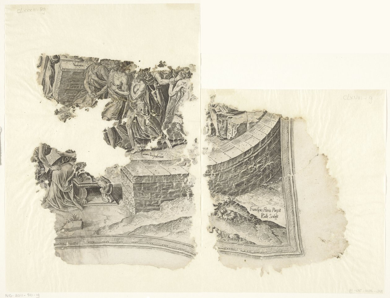 Lower Right Corner of a Print of the Scene of Cebes (Tabula Cebetis Carta Vitae) by Philips Galle