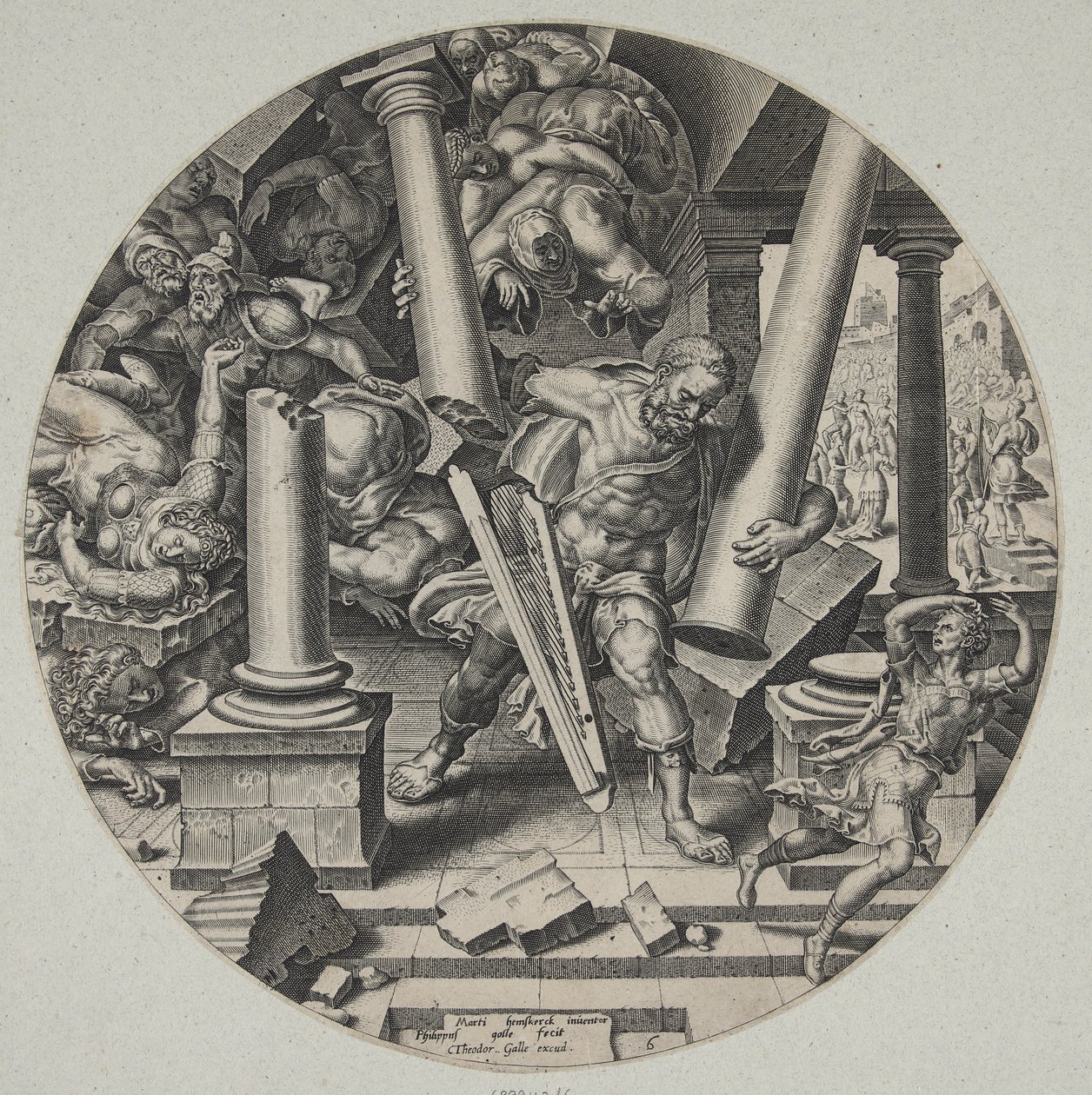 Samson Destroying the Temple of the Philistines by Philips Galle