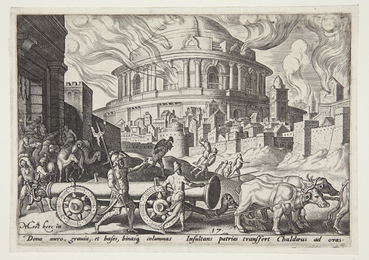 The Chaldeans Carrying Away the Pillars of the Temple of Jerusalem by Philips Galle