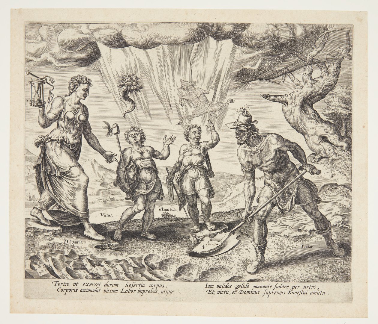 The Lord Endowing the Diligent Worker with Food and Clothing by Philips Galle