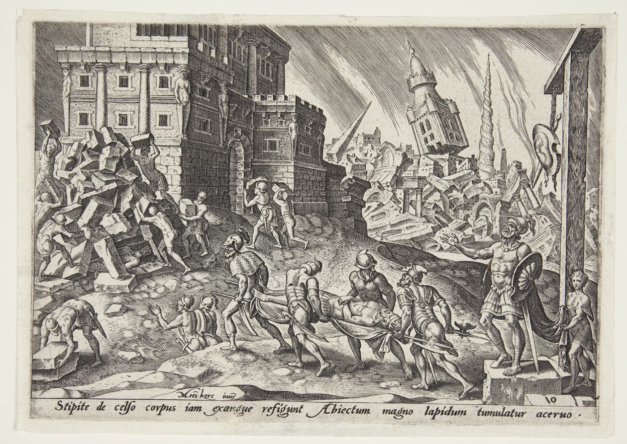 The Corpse of the King of Ai Brought to the Gate of the City by Philips Galle
