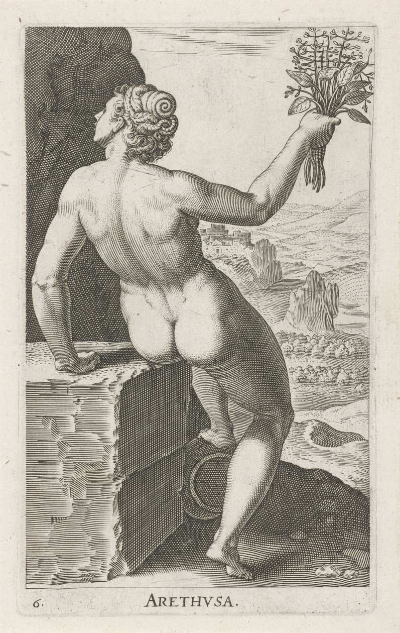 Water Nymph Arethusa, Stream and Water Nymphs (series title) by Philips Galle