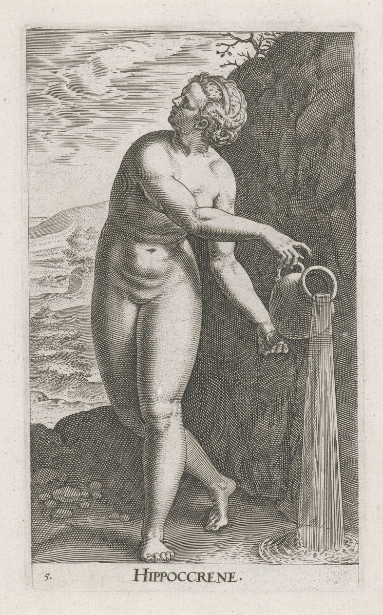 Water Nymph Hippoccrene (series title: Stream and Water Nymphs, Nimpharum oceanitidum, ephydridum potamidum naiadum) by Philips Galle