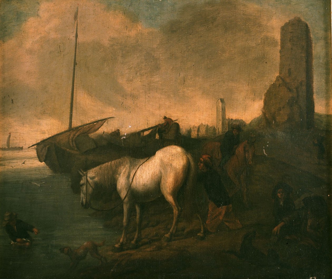 Stranding with Horses and Fishermen by Philips Wouwerman