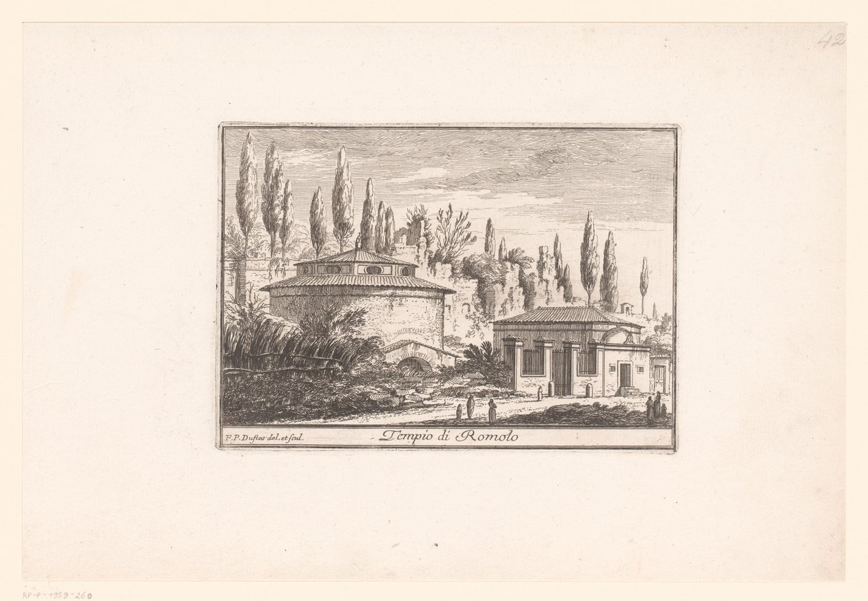View of the Temple of Romulus (Views of Ancient and Modern Rome series) by Philothée Francois Duflos