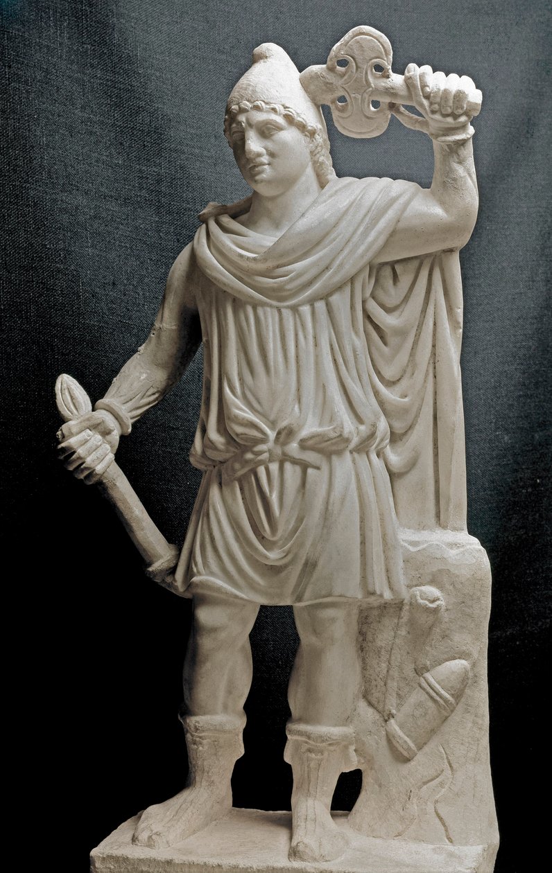 Mithraic Divinity Holding a Torch and a Double Axe (2nd or 3rd century AD). Marble Sculpture. Louvre Museum, Paris by Phoenician Phoenician