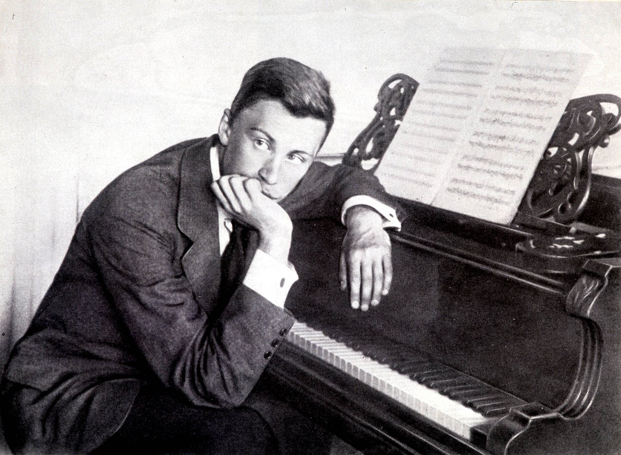 Sergei Prokofiev and his piano by Photographer French