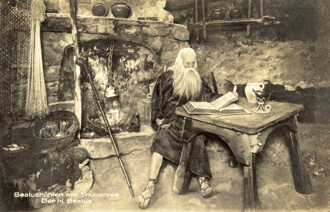 Figure of St Beatus, Beatus Caves, Beatenberg, Switzerland by Photographer Swiss