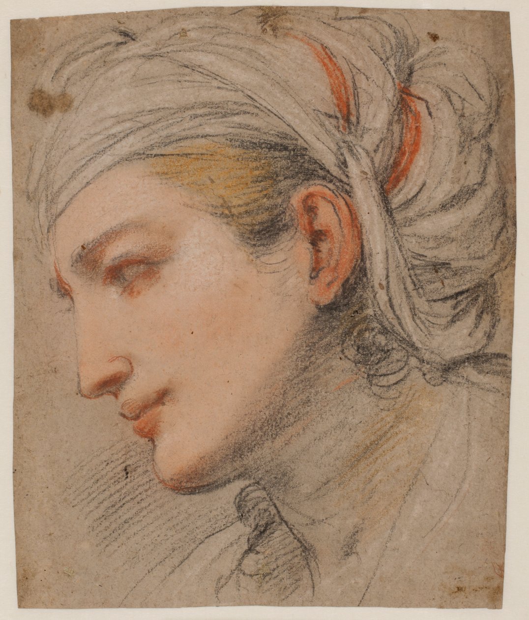 Head of a Young Woman with Headscarf, Profile to the Left by Pier Francesco Mola