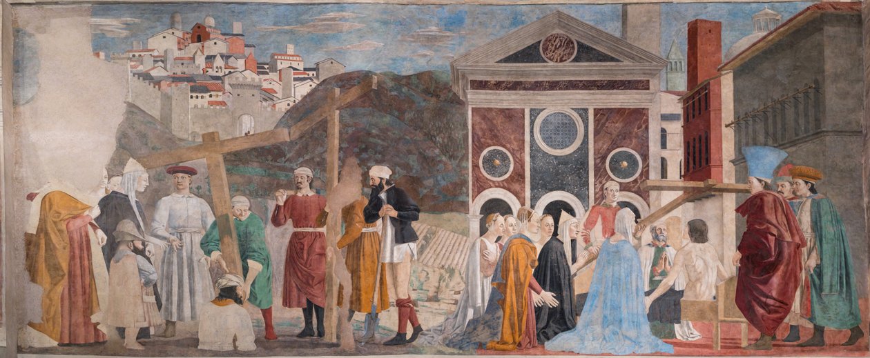 Finding of the three crosses and verification of the Cross, from The stories of the True Cross by Piero della Francesca