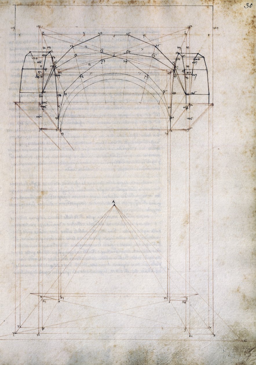 Perspective of aisle with cross vault, from 