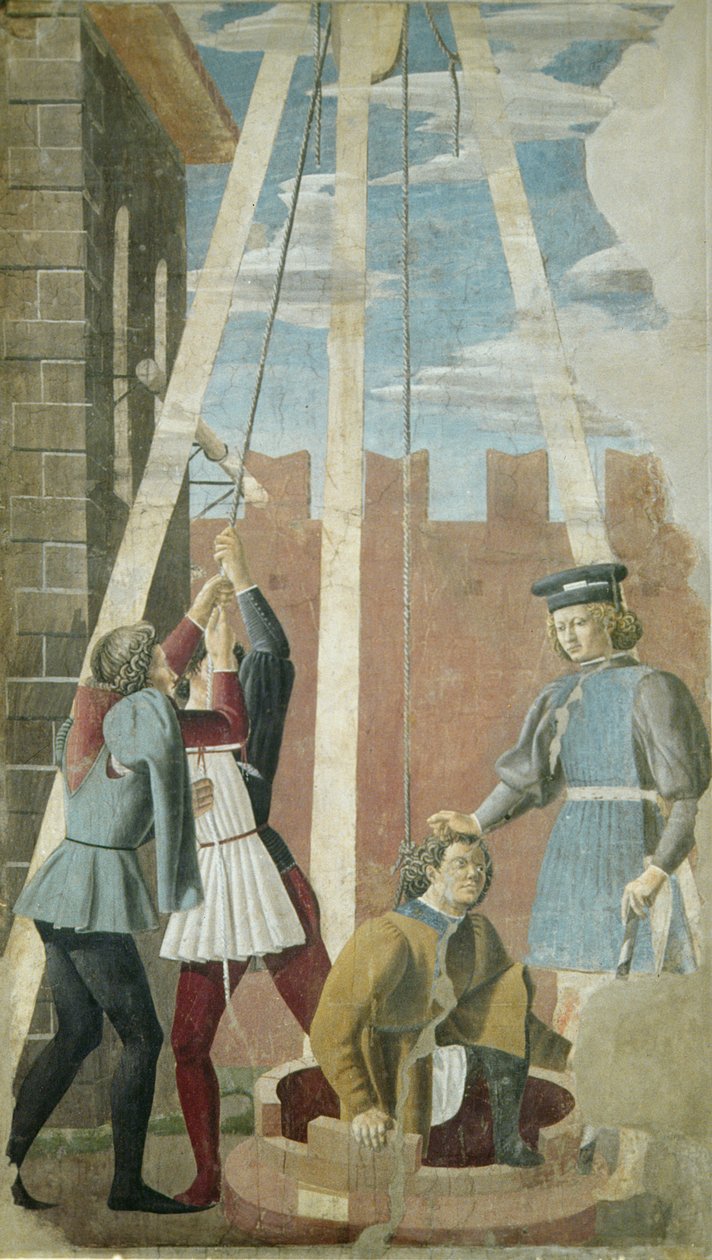 Torture of the Jew: Judas Being Drawn from the Well, from the True Cross Cycle, completed 1464 by Piero della Francesca