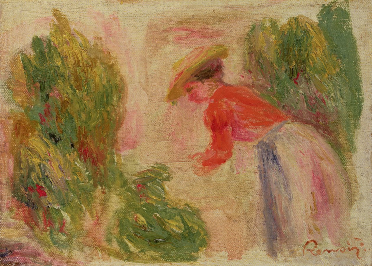 Woman Gathering Flowers by Pierre-Auguste Renoir