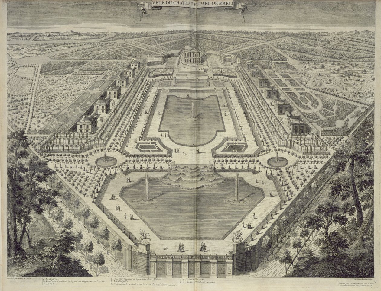 View of the Chateau and Park at Marly, engraved by Sebastian Antoine by Pierre Lepautre