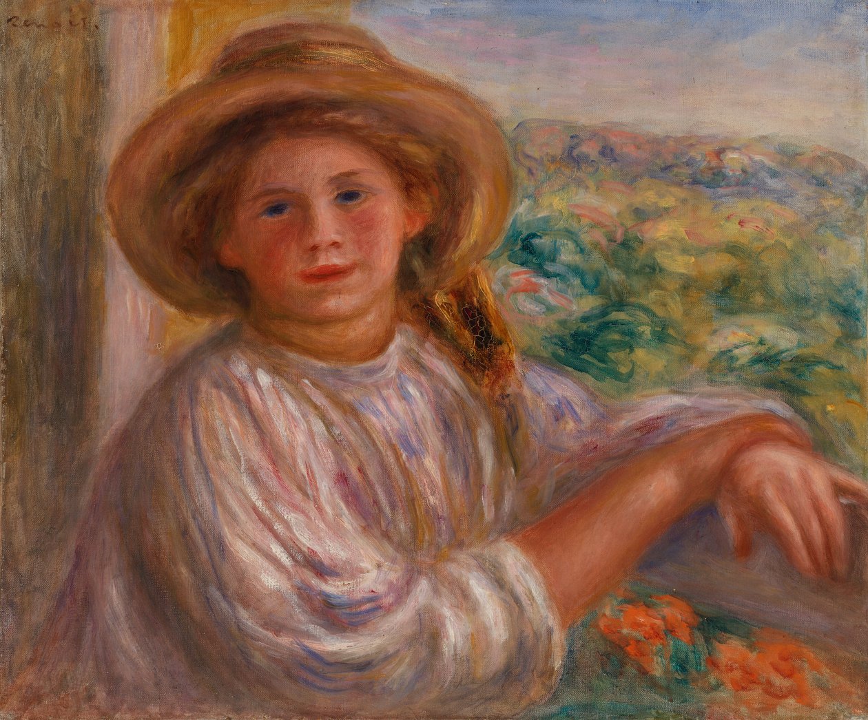 Girl on a Balcony, Cagnes by Pierre-Auguste Renoir