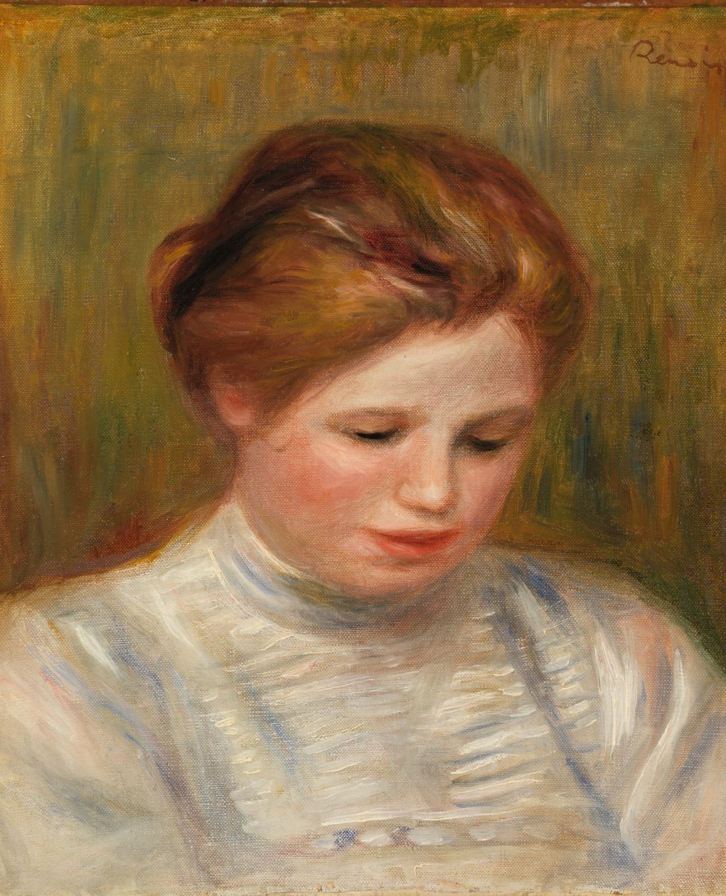 Head; also called Study of an Embroiderer by Pierre-Auguste Renoir
