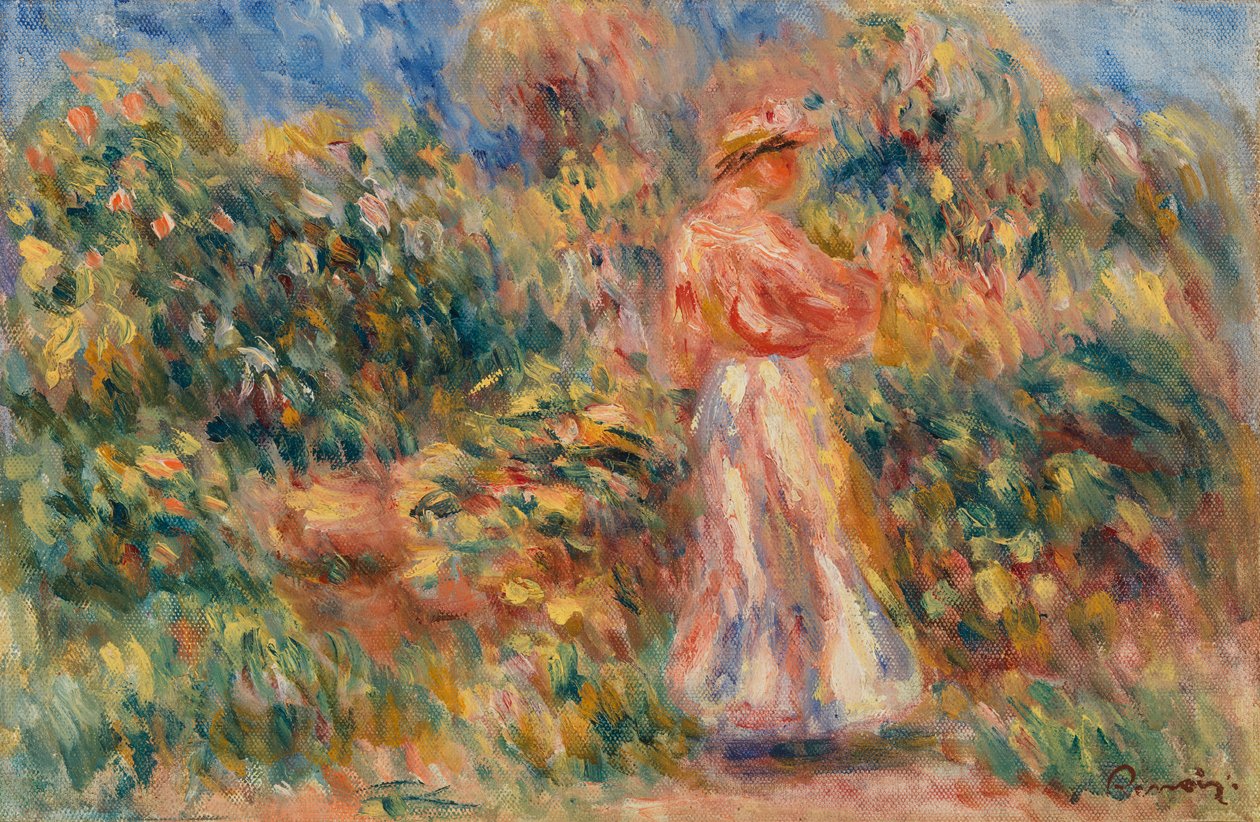 Landscape with Woman in Pink and White by Pierre-Auguste Renoir