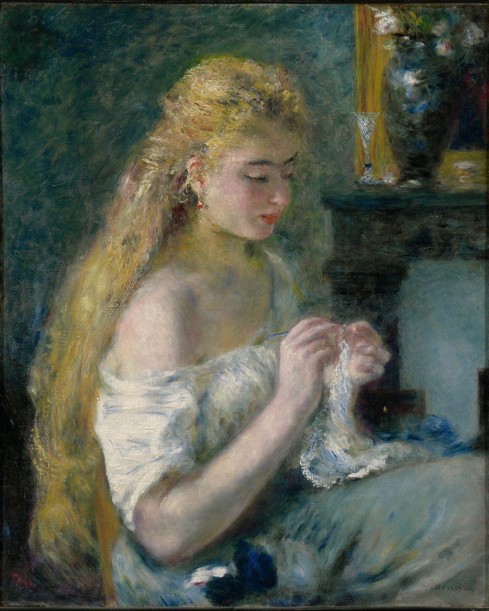 Woman Crocheting by Pierre-Auguste Renoir