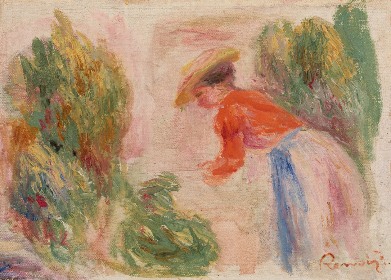 Woman Gathering Flowers by Pierre-Auguste Renoir