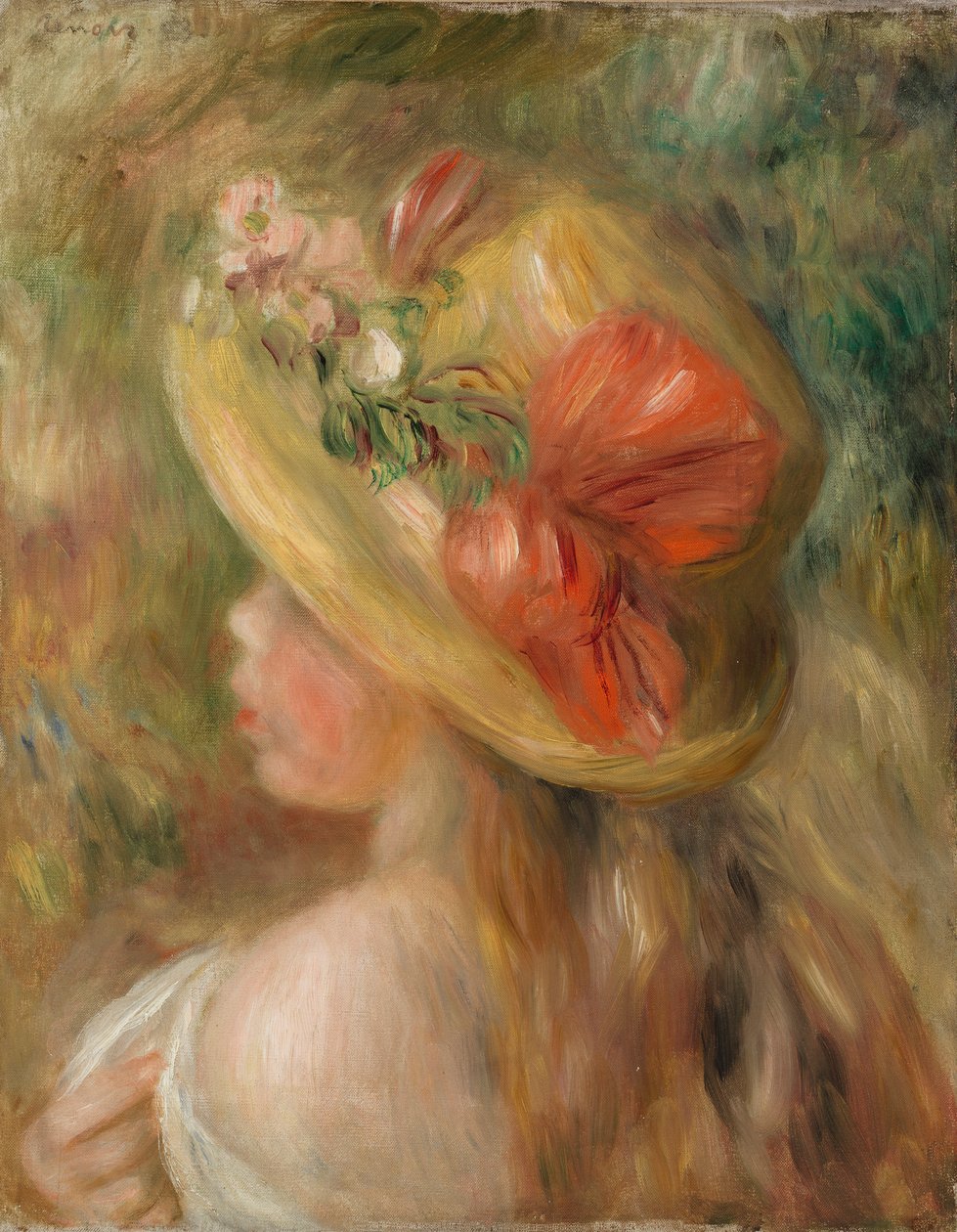 Young Girl with Hat by Pierre-Auguste Renoir