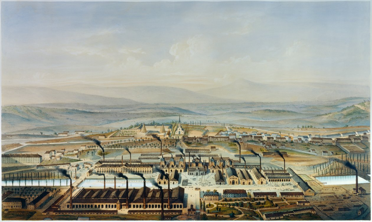 View of the Creusot and Chateau de la Verrerie Workshops by Pierre (after) Tremaux