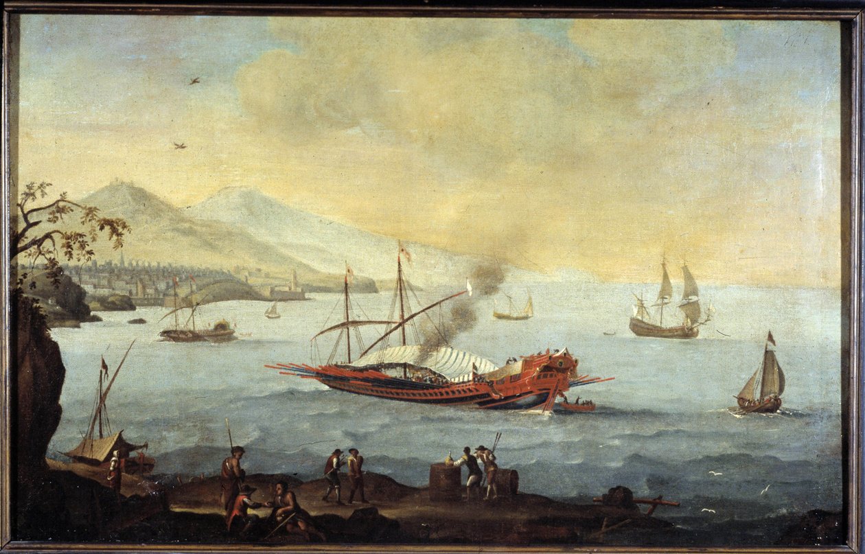 A galley in the harbor of Marseille by Pierre (school of) Puget
