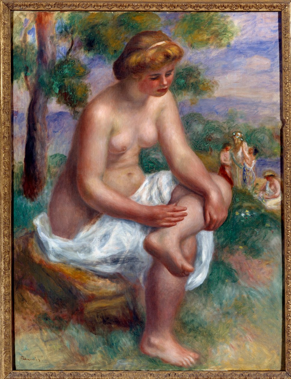 Bather Sitting in a Landscape Called Eurydice by Pierre-Auguste Renoir