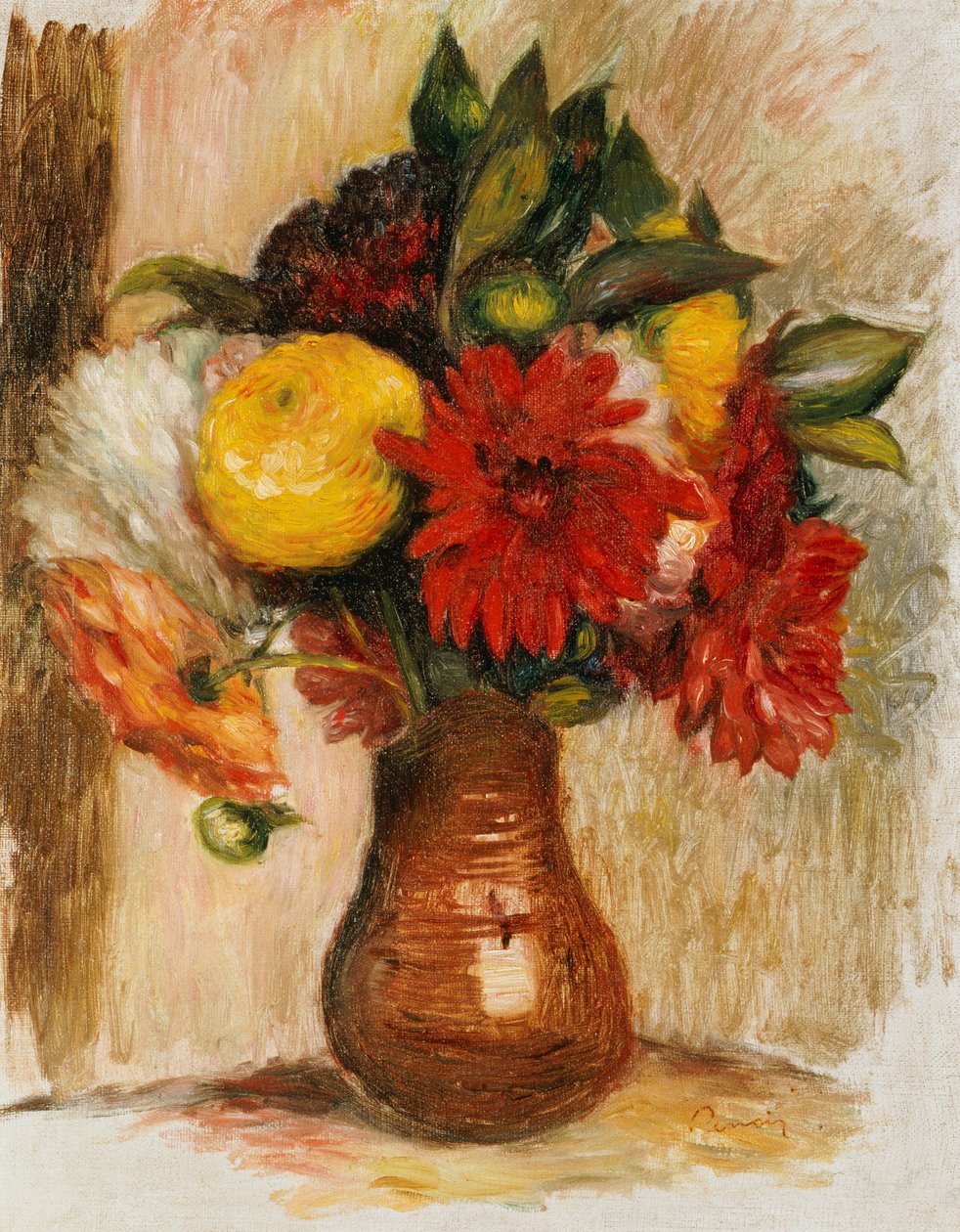 Bouquet of Flowers in a Stone Jug by Pierre Auguste Renoir