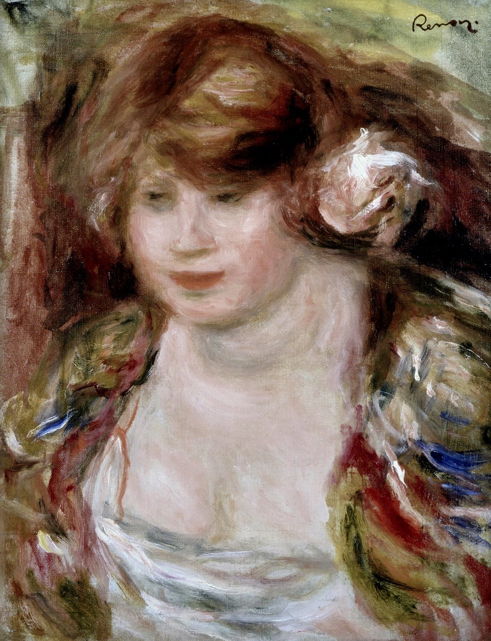 Woman with a Rose by Pierre Auguste Renoir
