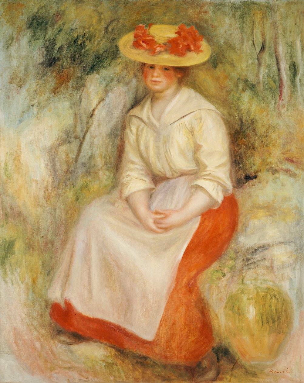 Gabrielle in a Straw Hat by Pierre-Auguste Renoir