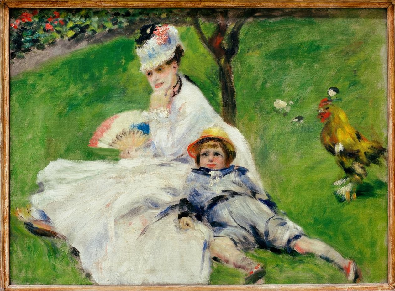 Madame Claude Monet with her son Jean in the garden at Argenteuil by Pierre-Auguste Renoir